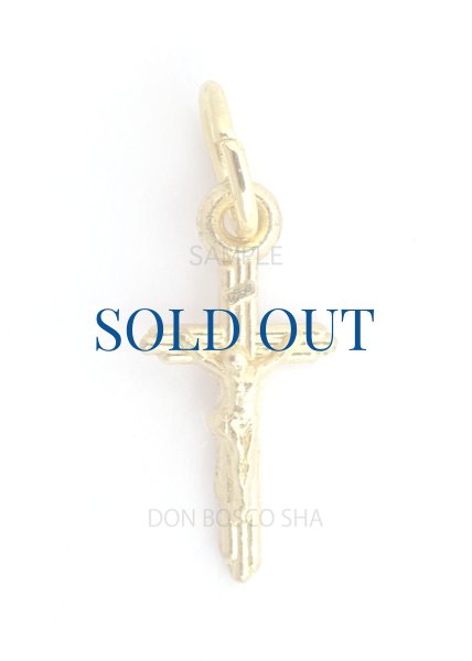 画像1: ミニ十字架　寄木風十字架　極小 H12mm　金色 (1)