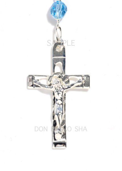 画像6: ★20％OFF★ロザリオ　スワロフスキー＆シルバー925　ブルー6mm珠【返品不可商品】※店頭在庫残り一点 (6)