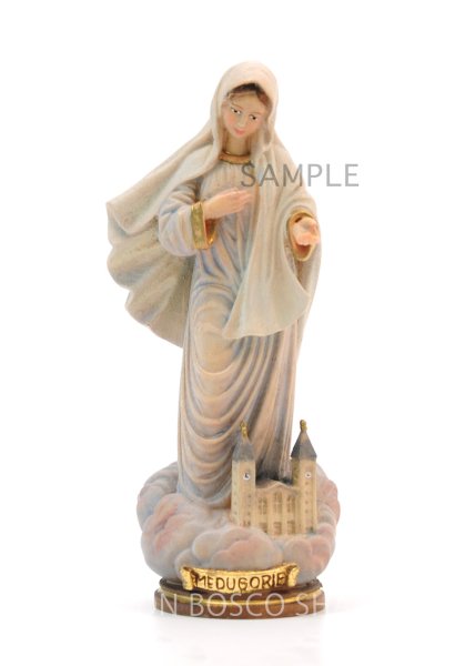 画像1: 木彫り　メジュゴリエの聖母像　カラー 12cm  (1)