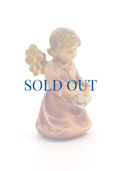 画像6: 小さな木彫り天使像　太鼓の天使　カラー 4.2cm (6)