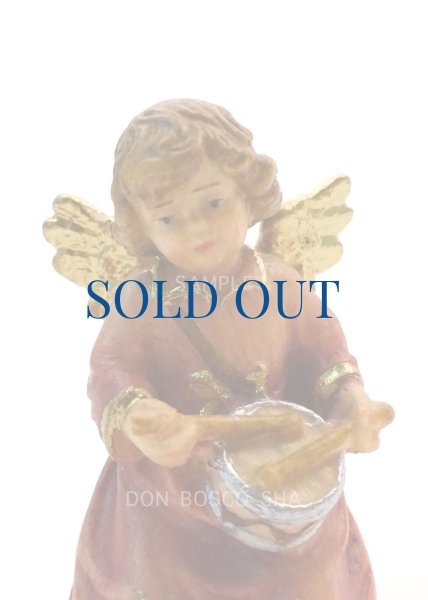 画像7: 小さな木彫り天使像　太鼓の天使　カラー 4.2cm (7)