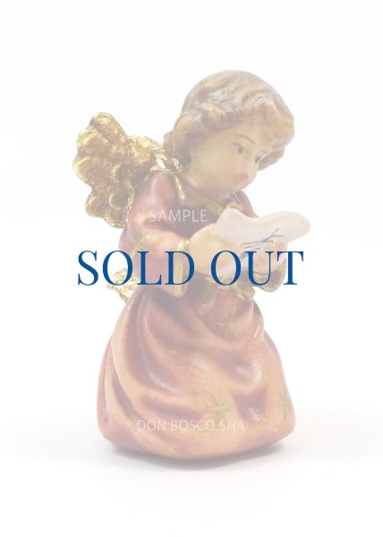 画像4: 小さな木彫り天使像　楽譜をもつ天使　カラー 4.5cm　 (4)