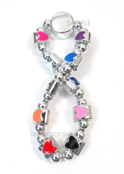 画像2: ロザリオブレスレット　銀色+カラフルハート　無原罪の聖母 (2)