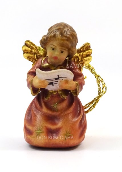 画像1: 小さな木彫り天使像　楽譜をもつ天使　カラー 4.5cm　NB (1)