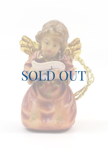 画像1: 小さな木彫り天使像　楽譜をもつ天使　カラー 4.5cm　 (1)