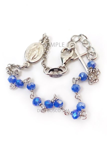 画像2: ロザリオブレスレット シルバー925&クリスタル3mm珠　不思議のメダイ付【返品不可商品】※店頭在庫残り一点 (2)