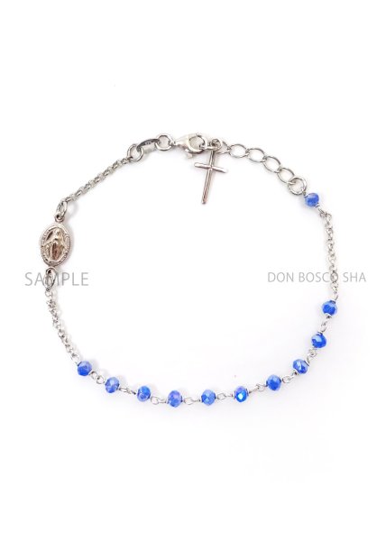 画像1: ロザリオブレスレット シルバー925&クリスタル3mm珠　不思議のメダイ付【返品不可商品】※店頭在庫残り一点 (1)