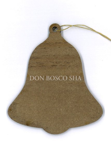 画像2: 板絵オーナメント　ベル型　動物と聖家族 (2)