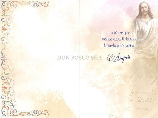 画像2: イタリア製二つ折りカード　洗礼・初聖体　イエスとカリスとホスチア (2)