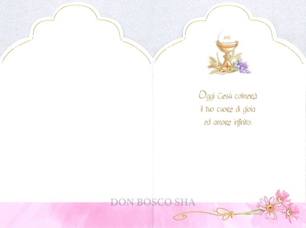 画像2: イタリア製二つ折りカード 初聖体 型抜きピンク (2)