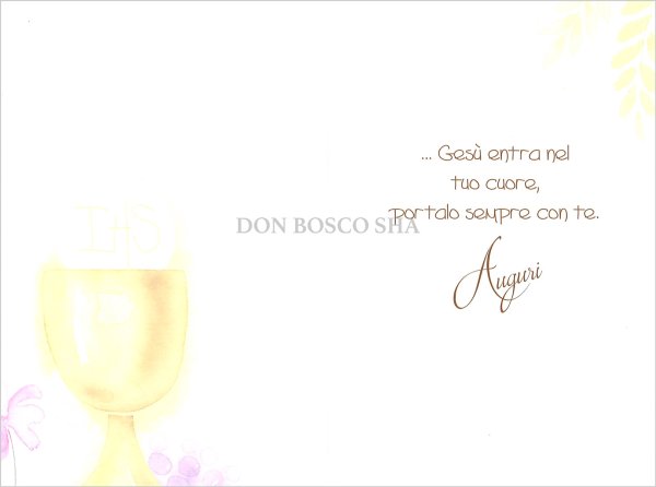 画像2: イタリア製二つ折りカード　初聖体　カリスとホスチア　パステル調3 (2)