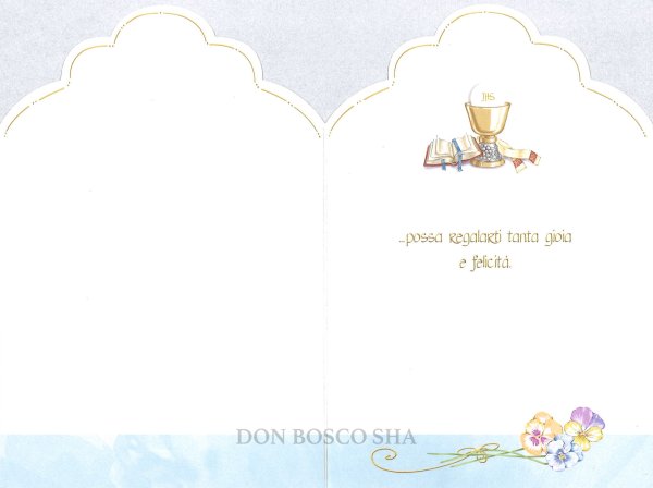 画像2: イタリア製二つ折りカード　初聖体　型抜きブルー (2)