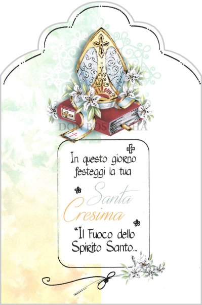 画像1: イタリア製二つ折りカード　堅信　型抜きグリーン (1)