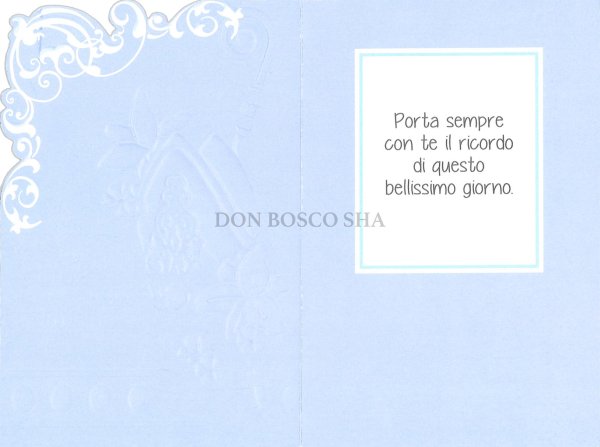 画像2: イタリア製二つ折りカード　堅信　型抜きブルー (2)