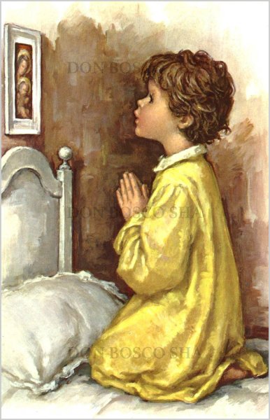 画像1: イタリア製　ご絵　ベッドで祈る子ども (1)