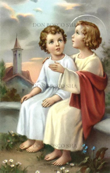 画像1: イタリア製　ご絵　幼きイエスと男の子 (1)
