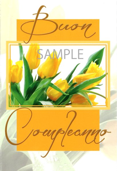 画像1: イタリア製二つ折りカード　誕生日　花 チューリップ(黄色) (1)