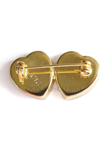 画像2: ブローチ　フィレンツェモザイク　ダブルハート (2)