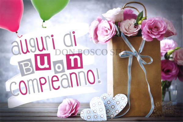 画像1: イタリア製二つ折りカード　花「お誕生日おめでとう！」BC.5015-1 (1)