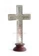画像3: 卓上十字架　金属製　飾り縁　赤（木製台座）H14cm　 (3)