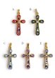 画像1: ミニ十字架　フィレンツェモザイクペンダントトップ　金メッキ (1)