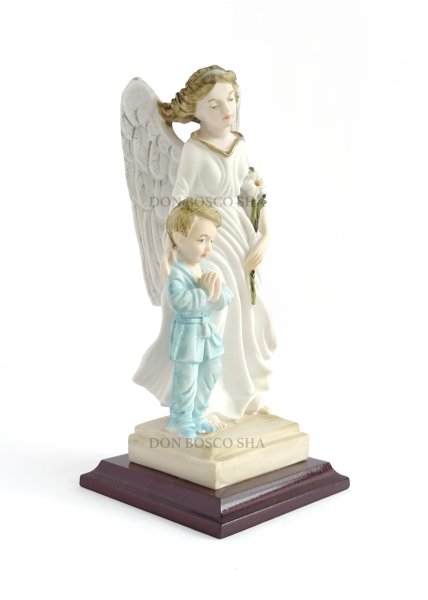 画像5: ★20%OFF★ 守護の天使と男の子像 カラー(木製台座)※在庫1点のみ (5)