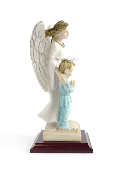 画像4: ★20%OFF★ 守護の天使と男の子像 カラー(木製台座)※在庫1点のみ (4)