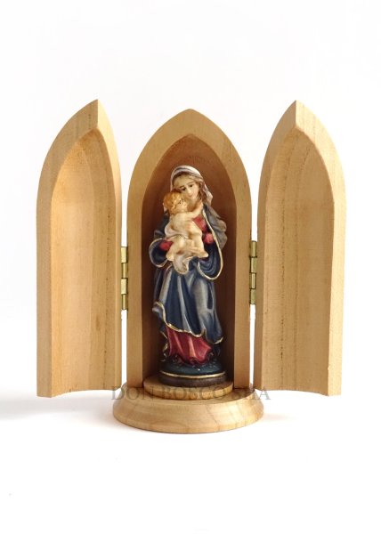 画像1: 木彫り 観音開き　聖母子像　カラー　NB (1)