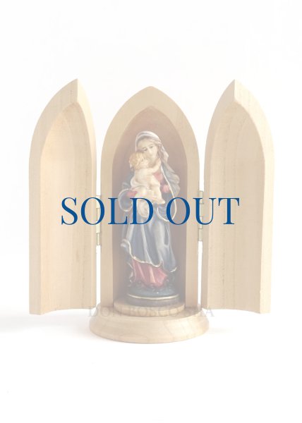 画像1: 木彫り 観音開き　聖母子像　カラー　 (1)