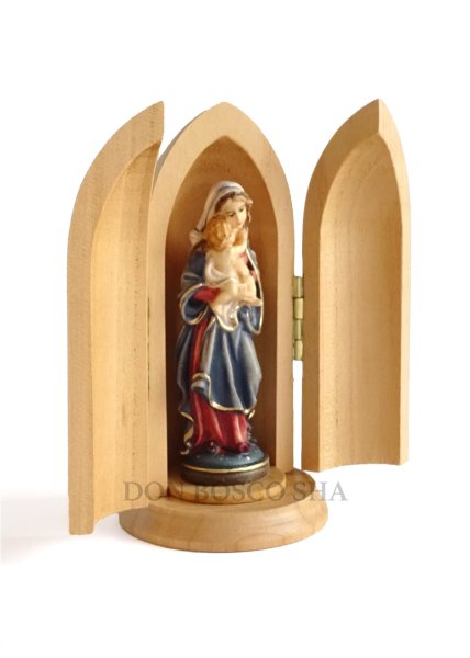 画像2: 木彫り 観音開き　聖母子像　カラー　 (2)