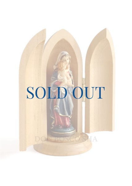 画像2: 木彫り 観音開き　聖母子像　カラー　 (2)