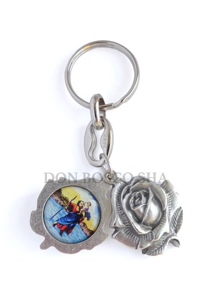 画像2: スライドキーホルダー バラ型　無原罪の聖母&聖クリストファー　NB　 (2)