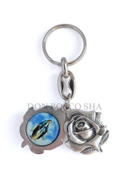 画像1: スライドキーホルダー バラ型　無原罪の聖母&聖クリストファー　NB　 (1)