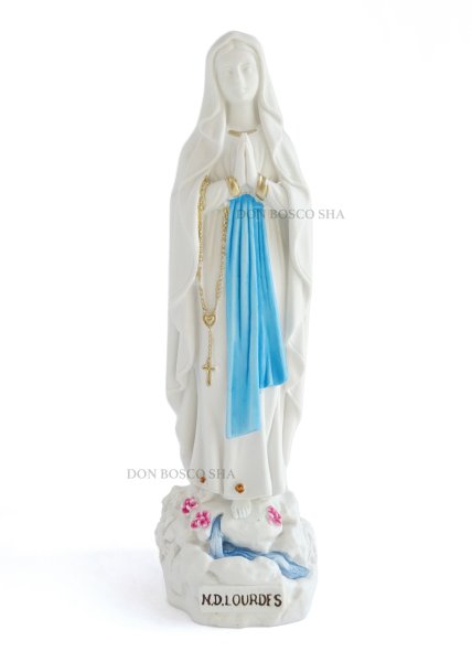 画像1: ルルドのマリア像　約22cm 白+ブルー (1)