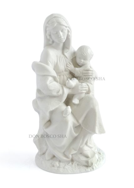 画像1: プラストマーブル製　椅子の聖母子　約22cm 白　※1点のみ (1)