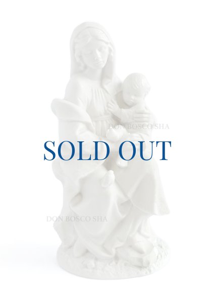 画像1: プラストマーブル製　椅子の聖母子　約22cm 白　※1点のみ (1)