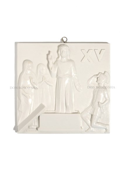 画像15: 壁掛  十字架の道行　15留セット 18cm 白 (15)