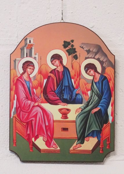 画像1: 壁掛板絵 大判　イコン 三位一体 (1)