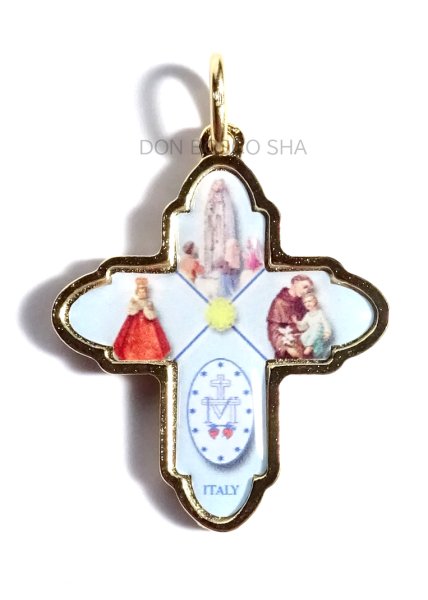 画像2: ミニ十字架　両面　信徒の十字架　カラー　金縁 (2)