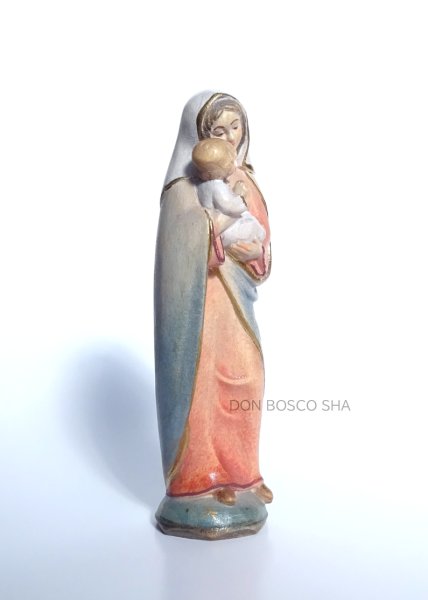 画像3: 木彫り　聖母子像　カラー(アクア) 10cm　 (3)