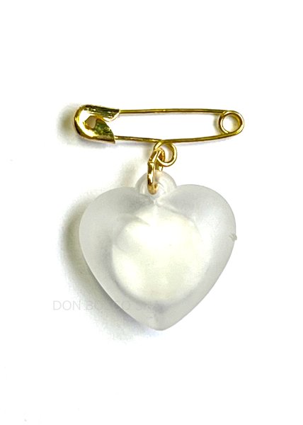 画像2: ピン付メダイ ハート型　扶助者聖母　クリアホワイト (2)