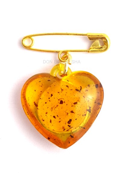 画像2: ピン付メダイ ハート型　扶助者聖母　琥珀色 (2)