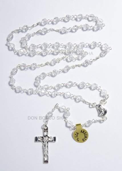 画像2: ロザリオ　スワロフスキー＆シルバー925　クリア5mm珠　【返品不可商品】 (2)