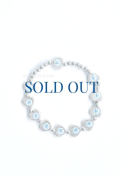 画像1: ロザリオブレスレット　ハート銀色珠　無原罪の聖母　※在庫僅少　NB (1)