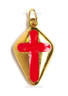 ミニ十字架 金地に赤い十字架 A (赤い部分透けるタイプ) - ドン