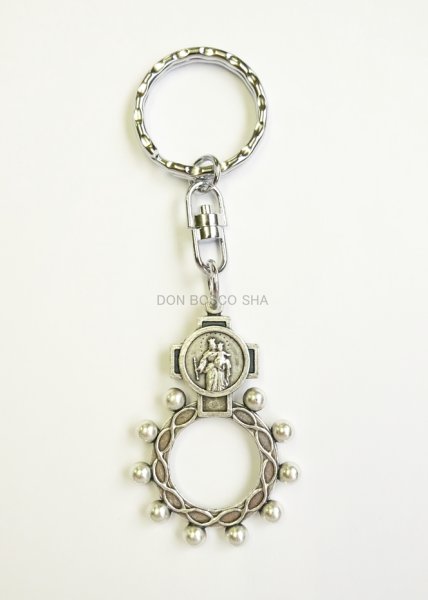 画像2: キーホルダーミニロザリオ　銀色 ドン・ボスコ&扶助者聖母 (2)