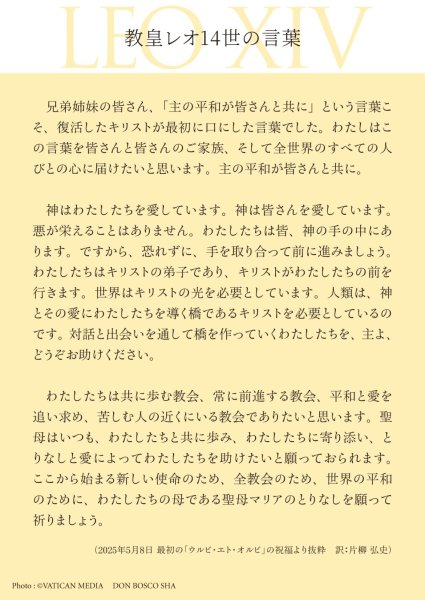 画像2: 教皇レオ14世 記念カード (裏:教皇レオ14世の言葉) (2)