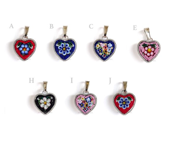 画像1: ペンダントトップ　フィレンツェモザイク　シルバー925　ハート (1)