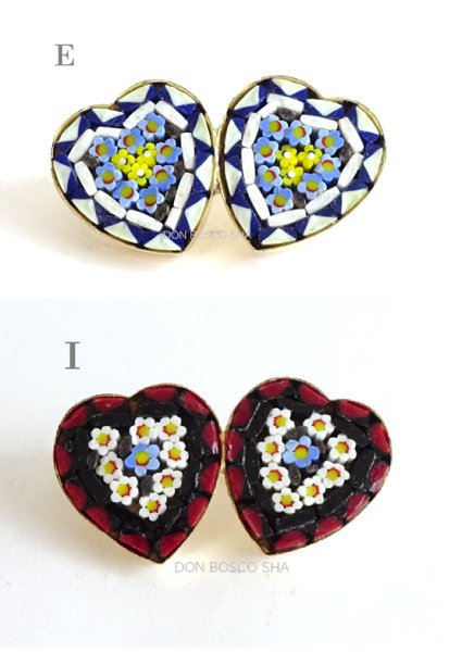 画像1: ブローチ　フィレンツェモザイク　ダブルハート (1)