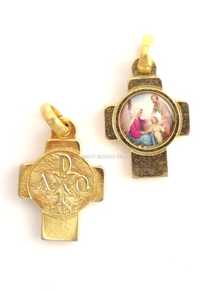 画像1: ミニ十字架　聖家族カラー　金色　NB　※在庫僅少 (1)